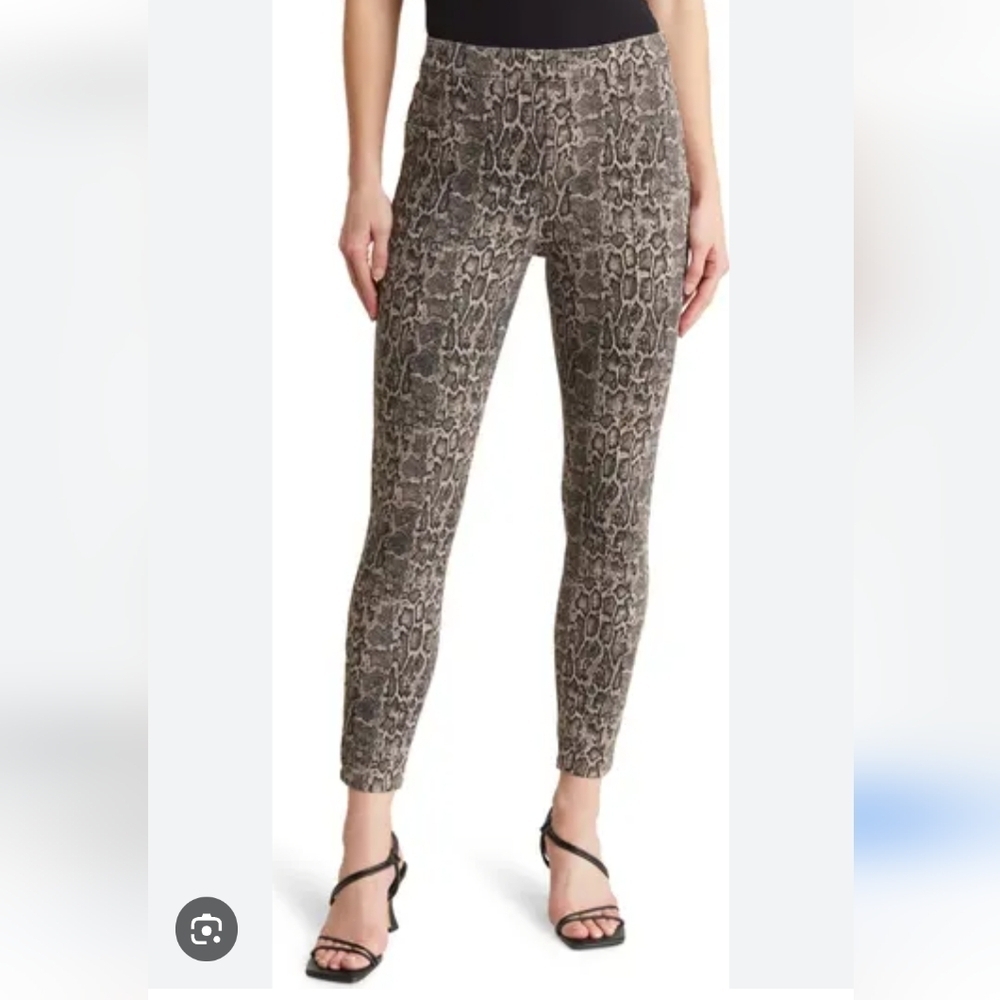 SPANX Leopard Print High Waisted Leggings Jeans High Rise Size Medium